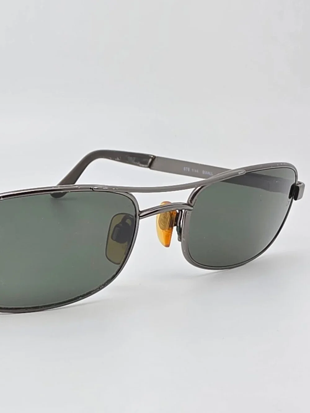 Giorgio Armani 678 1144 Small Pewter Frame G-15 Glass Lens Aviator Sunglasses